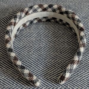 J. Crew Plaid Headband - Black, White, Brown